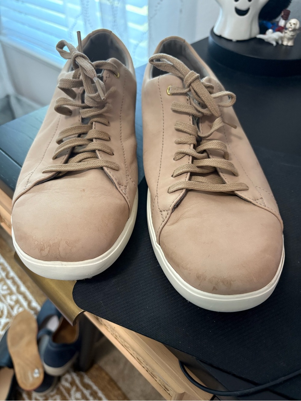 Cole Haan Signature Grand OS Leather Sneakers Beige Shoes Women's Size 11B